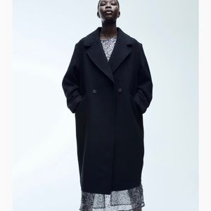 H&M oversize long black coat size xs